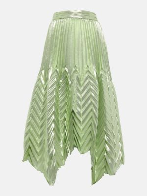 Plisované hedvábné midi sukně Simkhai zelené
