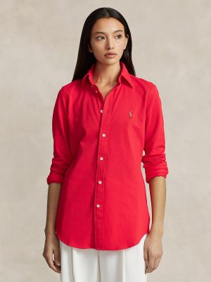 Camisa de algodón manga larga Polo Ralph Lauren rojo