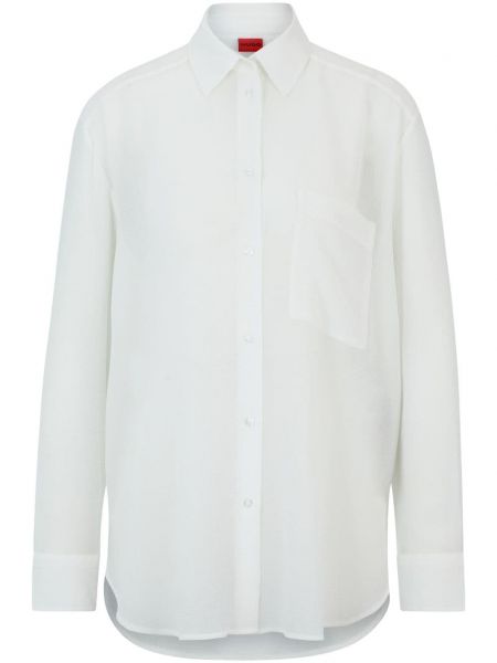 Μακρύ πουκάμισο με διαφανεια Hugo λευκό