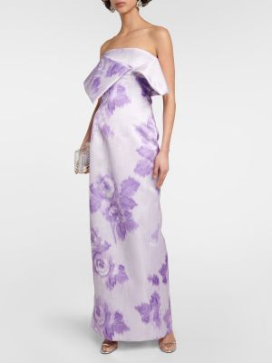 Květinové dlouhé šaty Emilia Wickstead fialové