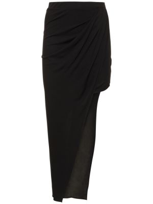 Drapovaný asymetrická viskózová midi sukňa Helmut Lang čierna