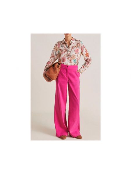 Pantalones de cintura alta de lino Momoni rosa