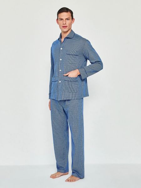 Pijama de punto de tejido jacquard Mirto azul