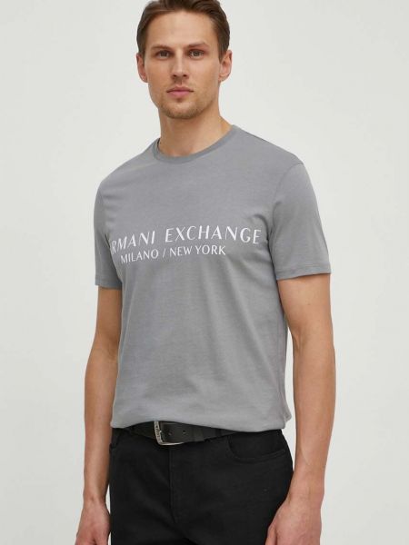 Koszulka z nadrukiem Armani Exchange szara