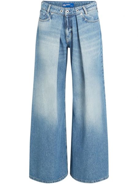 Plisseeritud laia lõikega teksapüksid Karl Lagerfeld Jeans sinine