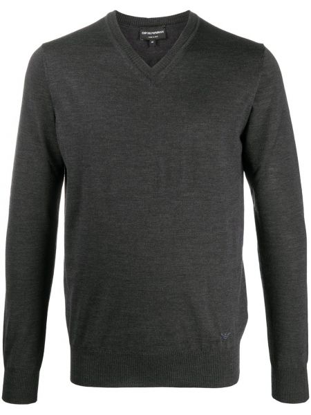 Пуловер с v-образно деколте Emporio Armani сиво