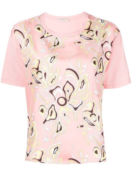 Majica s potiskom z abstraktnimi vzorci Pucci roza
