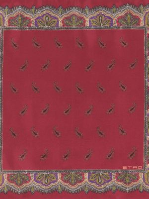Jedwabny krawat z nadrukiem z wzorem paisley Etro czerwony