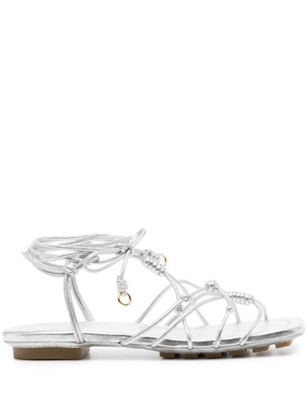 Leder riemchensandalen ohne absatz Ulla Johnson silber