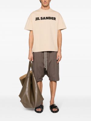 T-shirt en coton à imprimé Jil Sander beige