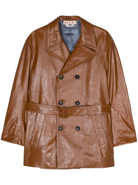 Kožený kabát Marni hnedá