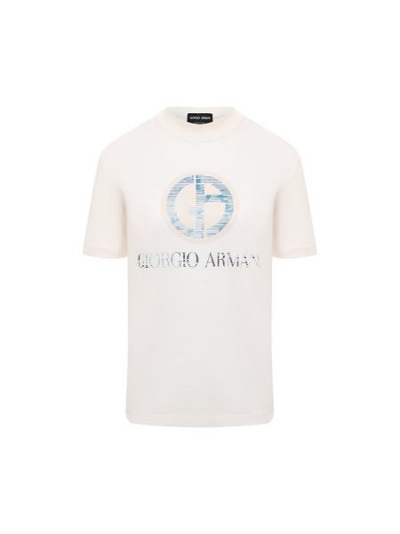 Хлопковая футболка Giorgio Armani, бежевая
