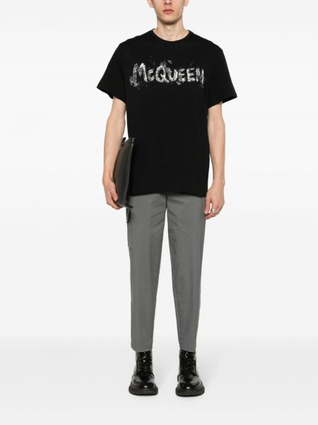 T-shirt aus baumwoll mit print Alexander Mcqueen schwarz