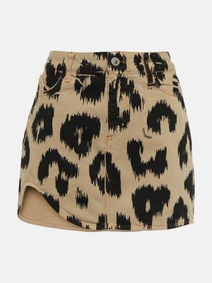 Džínsová sukňa s potlačou s leopardím vzorom The Attico hnedá