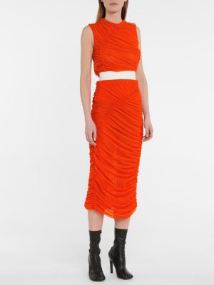 Midi sukňa so sieťovinou Dries Van Noten oranžová