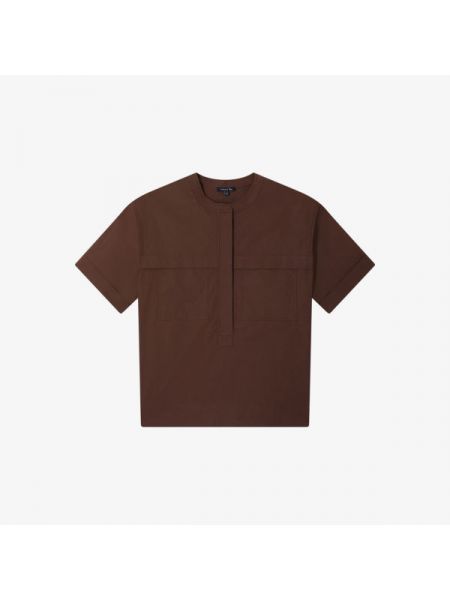 Хлопковая блузка свободного кроя с карманами Soeur коричневая