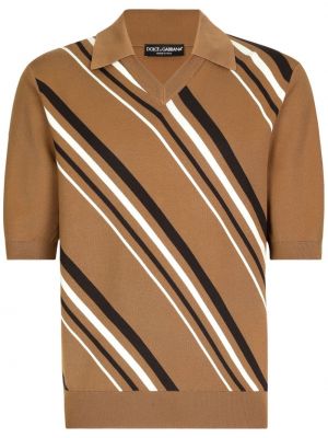 Polo à rayures en tricot Dolce & Gabbana marron