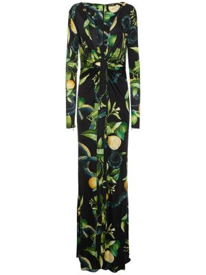 Drapované džerzej viskózové dlouhé šaty Roberto Cavalli