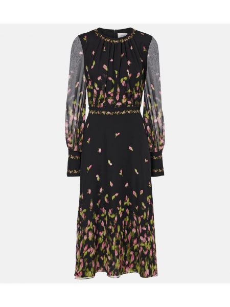 Floral silke dress Erdem svart