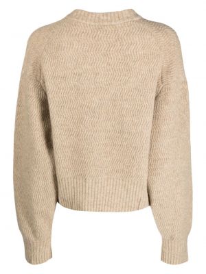 Sweter wełniany z dekoltem w serek Filippa K beżowy