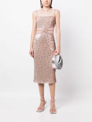 Midi šaty s flitry Jenny Packham růžové