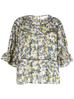 Bombažna bluza s cvetličnim vzorcem s potiskom Merlette zelena