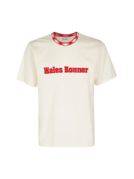 Koszulka bawełniana klasyczna Wales Bonner beżowa