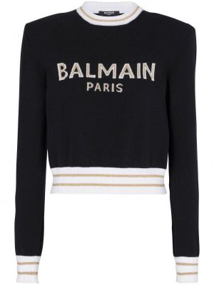 Плетен пуловер Balmain черно
