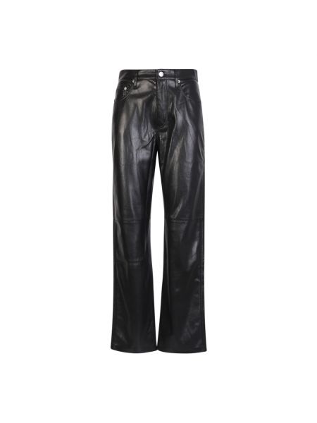 Pantaloni dritti di pelle di ecopelle Nanushka nero