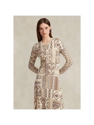 Sukienka długa bawełniana Ralph Lauren beżowa