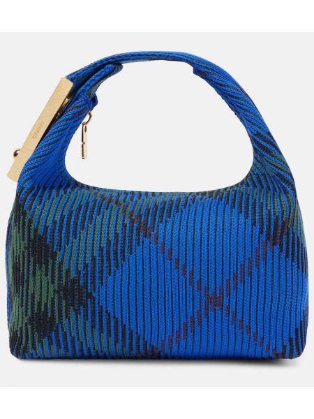Bolsa de hombro de tejido jacquard Burberry azul