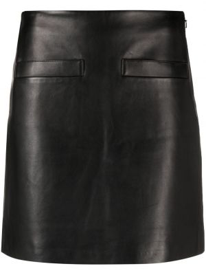 Kožená sukně na zip s kapsami Theory - černá