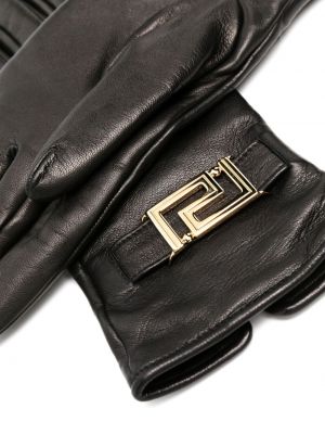 Kožené rukavice Versace Pre-owned černé