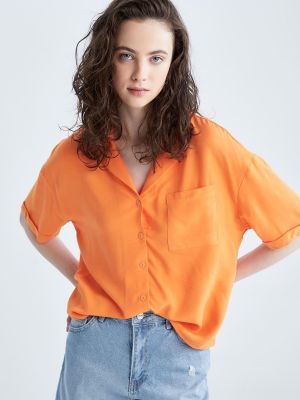 Оранжевая рубашка с коротким рукавом Defacto