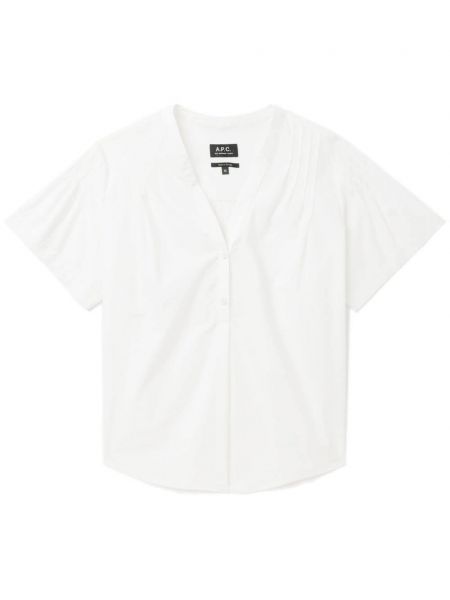Βαμβακερό πουκάμισο με κεχριμπάρι A.p.c. λευκό