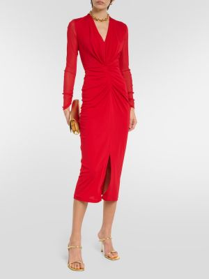 Vestido midi de tela jersey Diane Von Furstenberg rojo