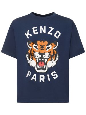 Camiseta de algodón de tela jersey Kenzo Paris azul