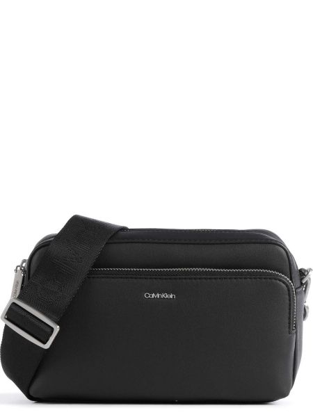 Кожаная сумка через плечо из искусственной кожи Calvin Klein черная