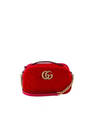 Czerwona aksamitna torba na ramię Gucci