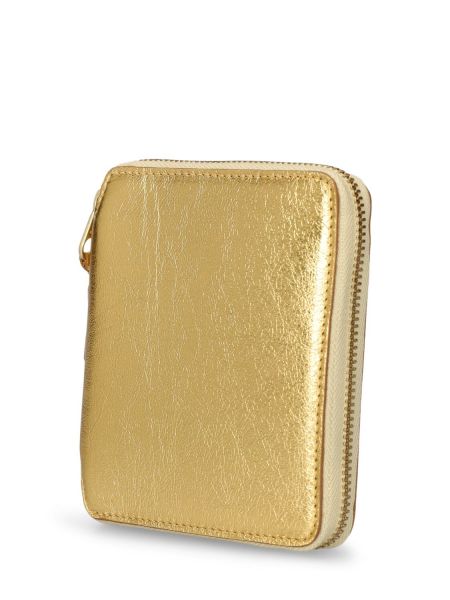 Iš natūralios odos piniginė su užtrauktuku Comme Des Garçons Wallet auksinė