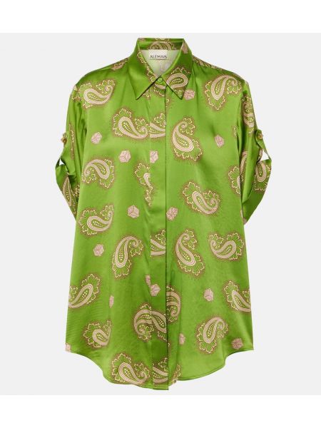 Camisa de seda con estampado de cachemira Alemais verde