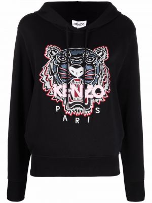 Tigerstripete brodert hettegenser Kenzo svart