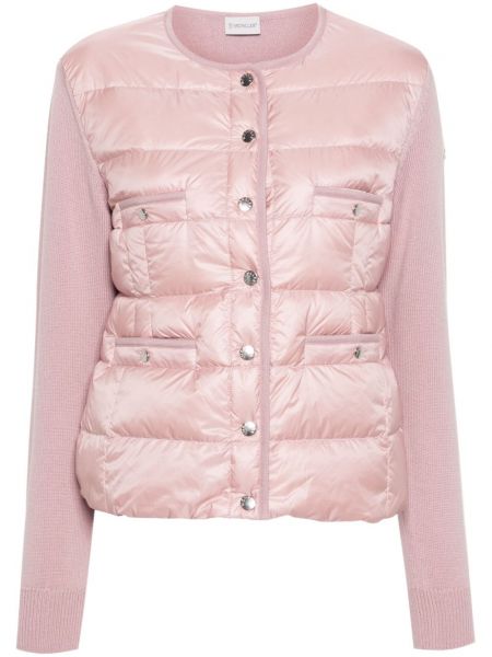 Neulottu pitkä takki Moncler pinkki