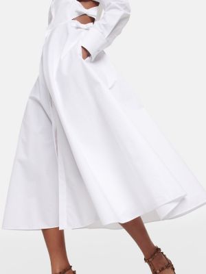 Pamučna midi haljina s mašnom Valentino bijela