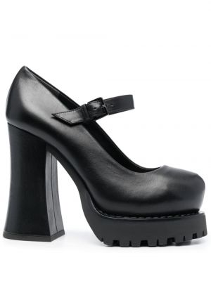 Полуотворени обувки на платформе Moschino черно