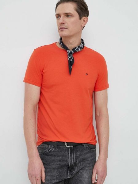 Тениска с дълъг ръкав с принт Tommy Hilfiger оранжево