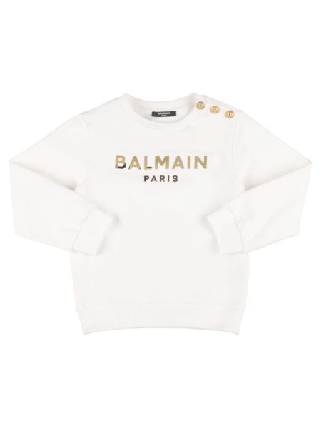 Trøje bomuld sweatshirt for piger Balmain hvid