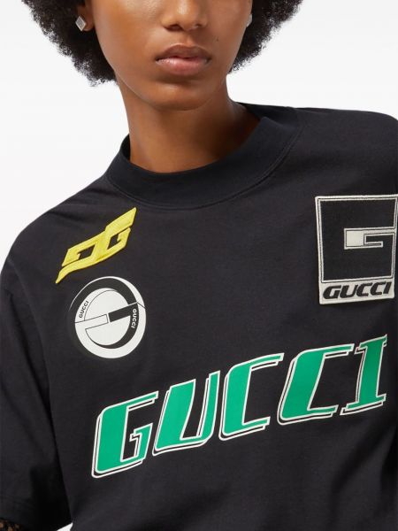 Bavlněné tričko s potiskem Gucci černé