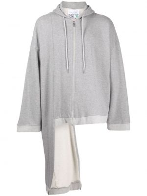 Asymmetrischer hoodie mit reißverschluss aus baumwoll Natasha Zinko grau