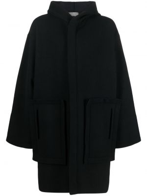Палто с цип с качулка Yohji Yamamoto черно